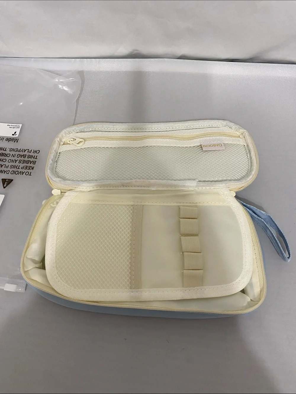 Roosyo Light Blue Pouch with Cream Trim